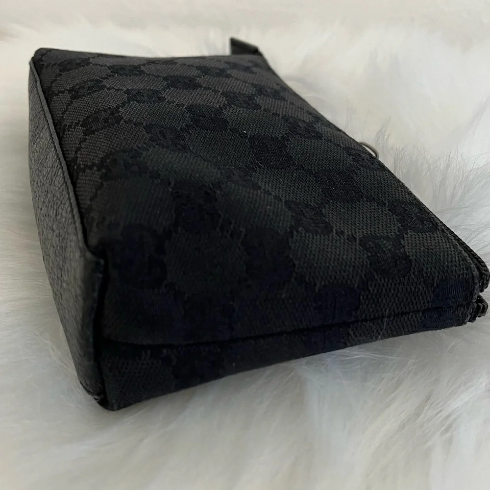 Gucci GG Black Monogram Cosmetic Pouch Italy